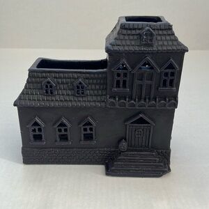 Pottery Barn Wax Haunted House Votive Candle Holder Halloween Vintage Black
